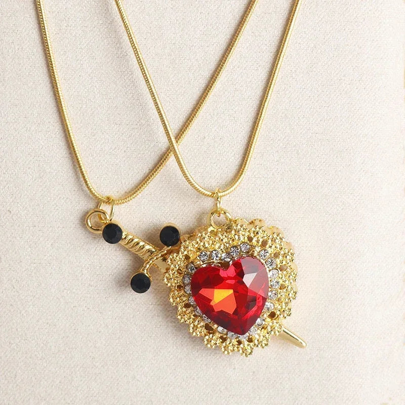 Heart & Sword Couple Necklace Set πβοΈ