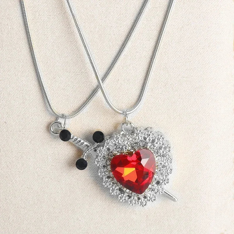 Heart & Sword Couple Necklace Set πβοΈ