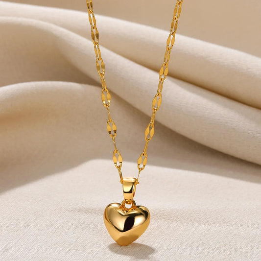 Stainless Steel Heart Pendant Necklace for Women
