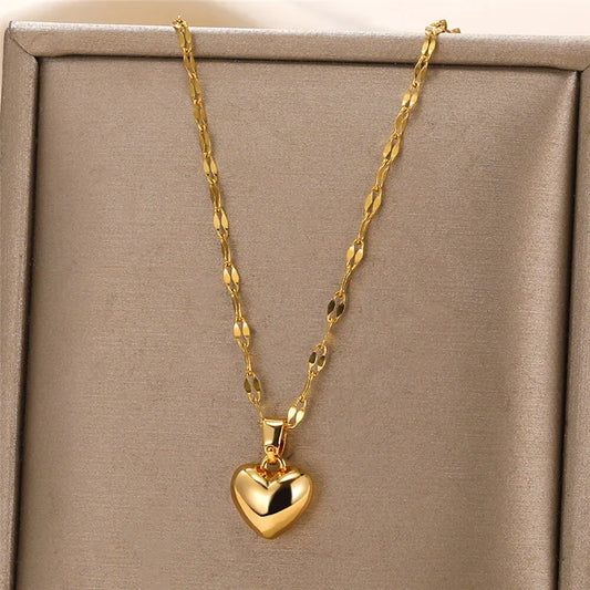Stainless Steel Heart Pendant Necklace for Women