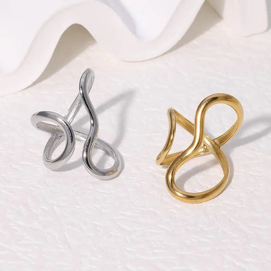 Waterproof Gold & Silver Charm Open Ring