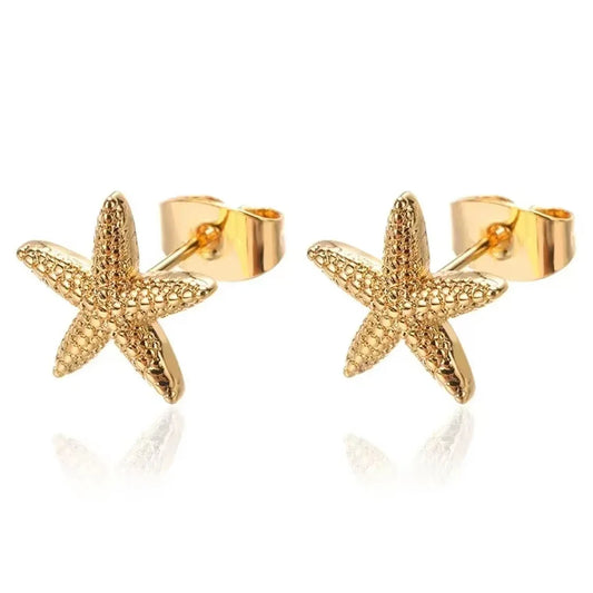 Sea Charm Trio Stud Earrings – Starfish, Shell & Bow-Tie Styles