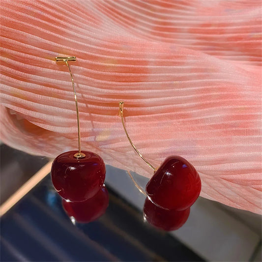 Cute Cherry Resin Earrings for Women