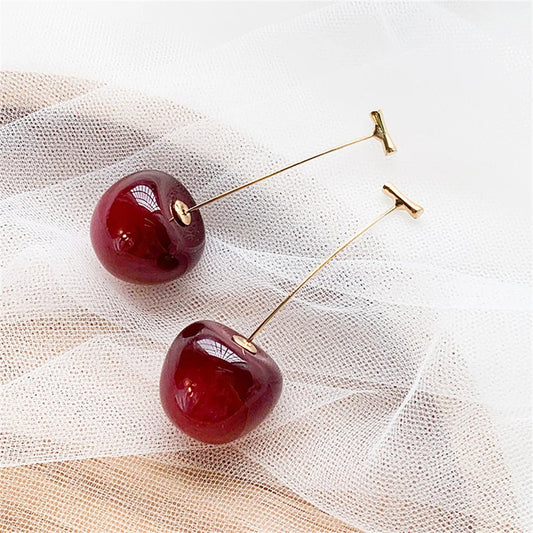 Cute Cherry Resin Earrings for Women