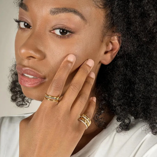 Two-Tone Stacking Copper Ring Set