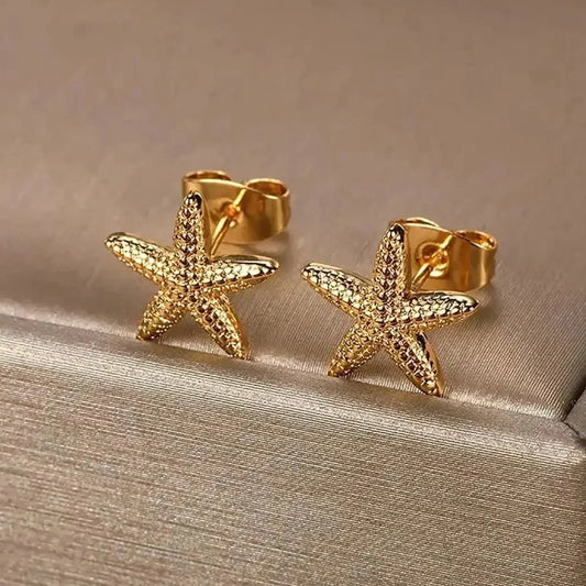 Sea Charm Trio Stud Earrings – Starfish, Shell & Bow-Tie Styles